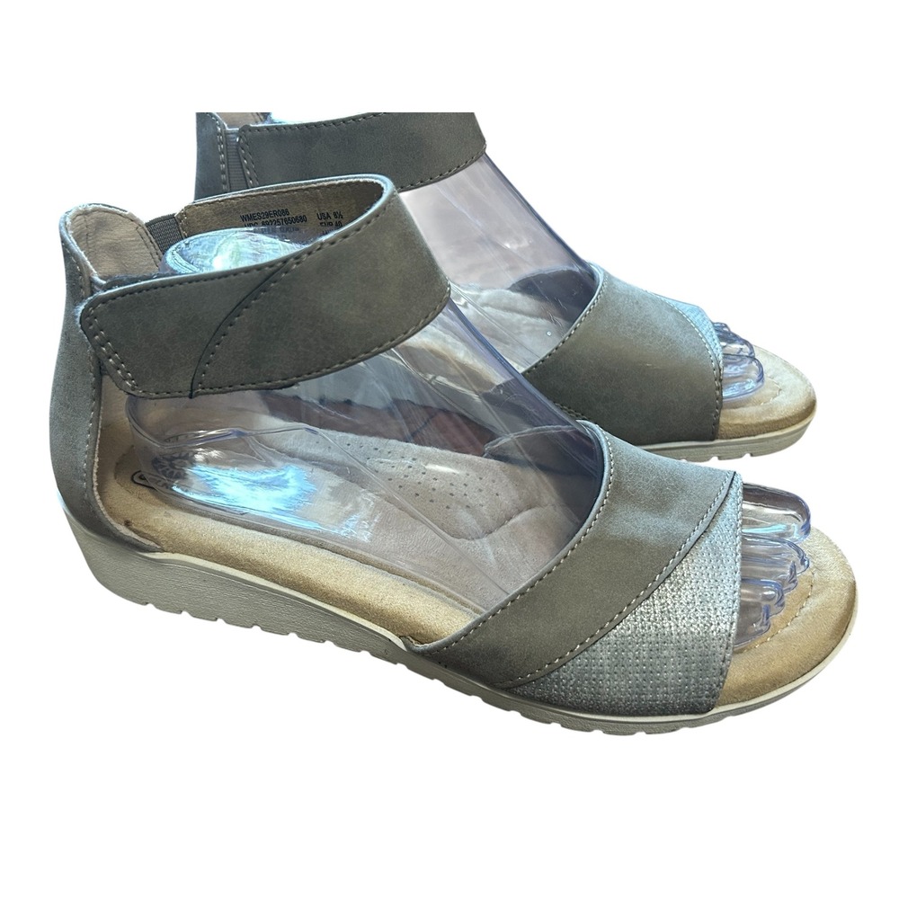 Earth Spirit Women's Gray Casual Comfort Ankle Strap Open Toe Wedge‎ Sandals